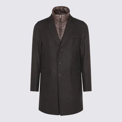 Herno Wool Coats Featuring Back Vent In Multi