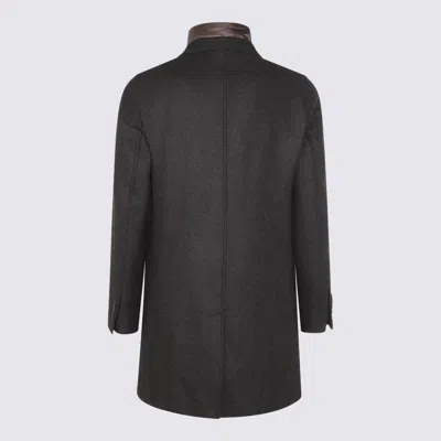 Herno Wool Coats Featuring Back Vent In Multi