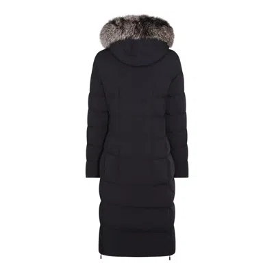 Moorer Padded Parka With Fur Hood And Pockets In Blue