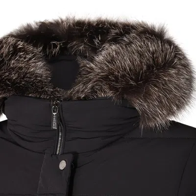 Moorer Padded Parka With Fur Hood And Pockets In Blue