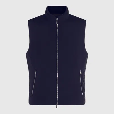 Moorer Padded Jackets With High Collar And Side Zip Pockets In Blue