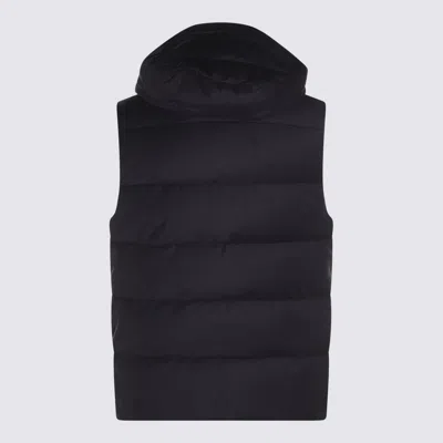 Moorer Padded Sleeveless Hooded Front Pockets Jackets In Black