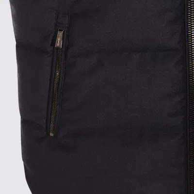Moorer Padded Sleeveless Hooded Front Pockets Jackets In Black