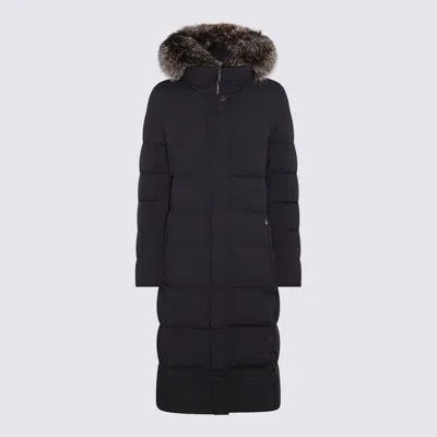 Moorer Padded Parka With Fur Hood And Pockets In Blue