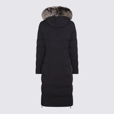 Moorer Padded Parka With Fur Hood And Pockets In Blue