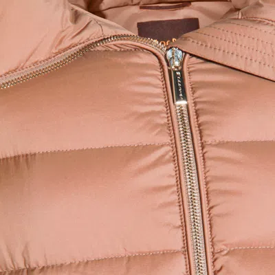 Moorer Puffer Jackets With Hood And Pockets In Brown