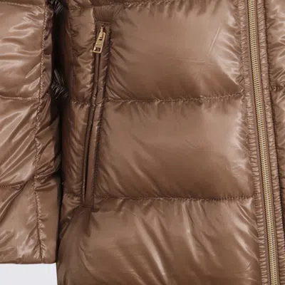Herno Quilted Zip-up Coat In Brown