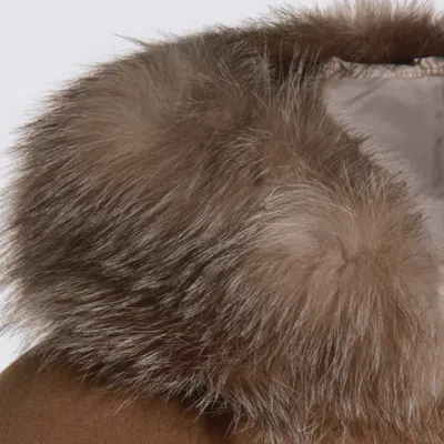 Moorer Beige Wool Down Jacket In Gray