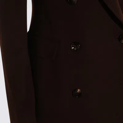 Tagliatore Double-breasted Cashmere Coat In Brown