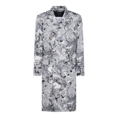 Vivienne Westwood Baroque Print Double-breasted Long Coat In Gray