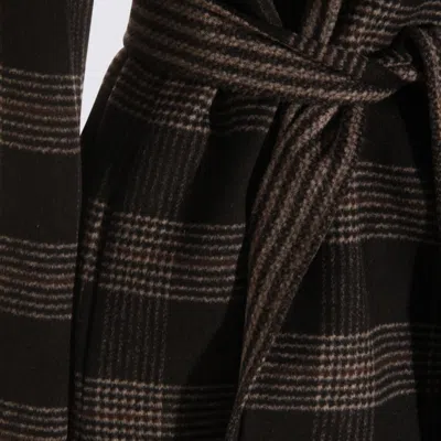 Twinset Black And Grey Wool Coat In Black