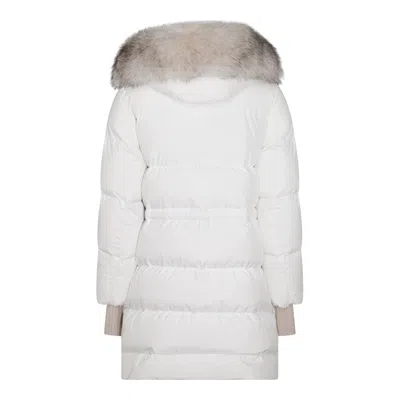 Moorer Down Jackets Fur Trim Hood In White