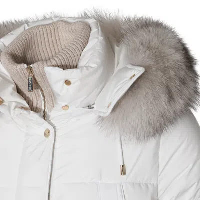 Moorer Down Jackets Fur Trim Hood In White
