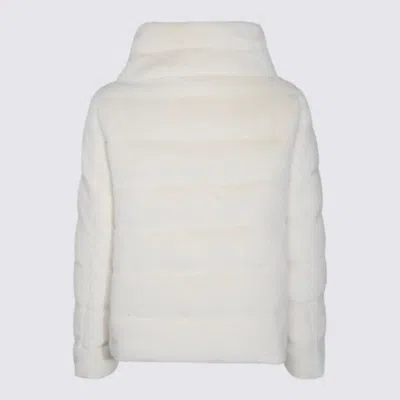 Herno White Quilted Down Jacket In Neutral