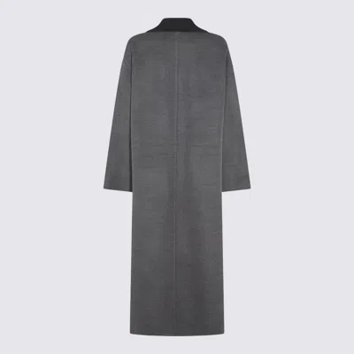 Fabiana Filippi Robe Coat With Notched Lapel And Pockets In Gray