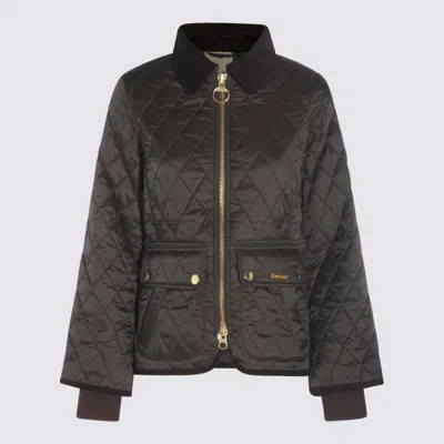 Barbour Diamond-quilted Zip-front Coat In Black