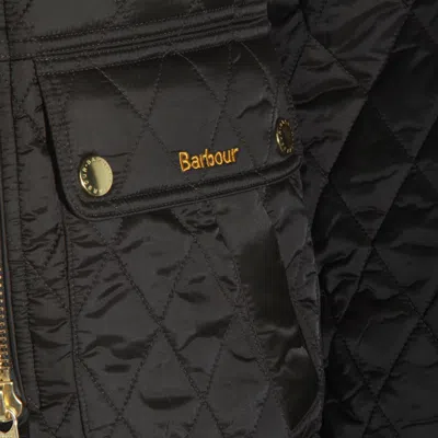 Barbour Diamond-quilted Zip-front Coat In Black