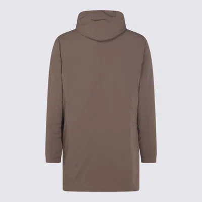 Herno Drawstring Hooded Down Jackets In Brown