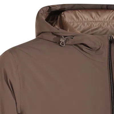 Herno Drawstring Hooded Down Jackets In Brown