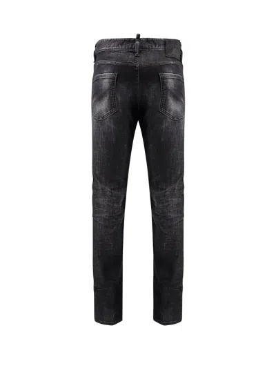 Dsquared2 Cool Gut Black Jeans With Belt Loops And Faded Effect In Denim Man In Black
