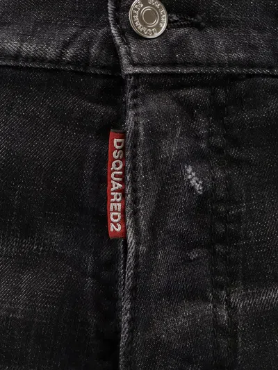 Dsquared2 Cool Gut Black Jeans With Belt Loops And Faded Effect In Denim Man In Black