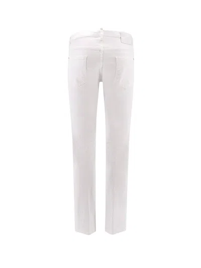 Dsquared2 Light Washed Jeans With Logoed Buttons In White