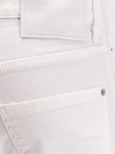 Dsquared2 Light Washed Jeans With Logoed Buttons In White