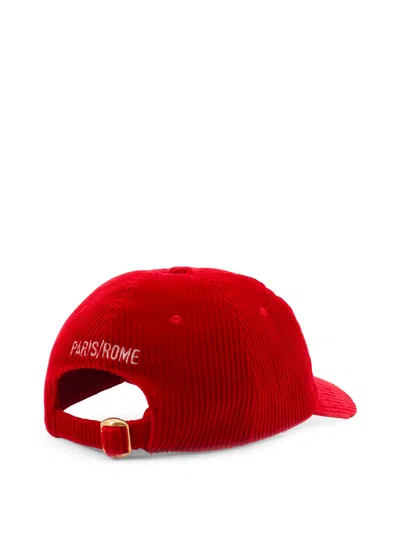 Valentino Garavani Corduroy Curved Brim Baseball Hat In Red