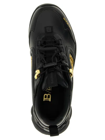 Balmain Cosmic Dust Glazed Leather Trainers In Black