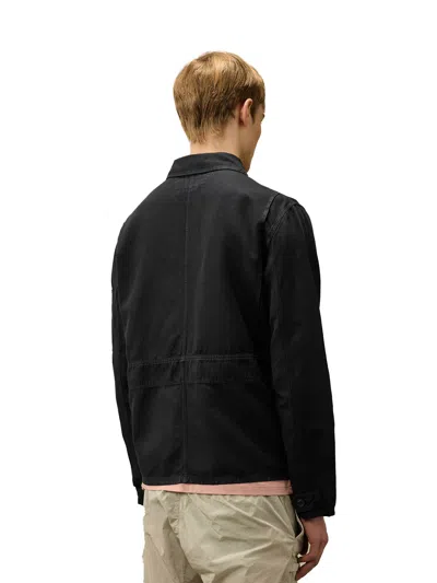 C.p. Company Cotton And Linen Shirt With Zip Closure In Black