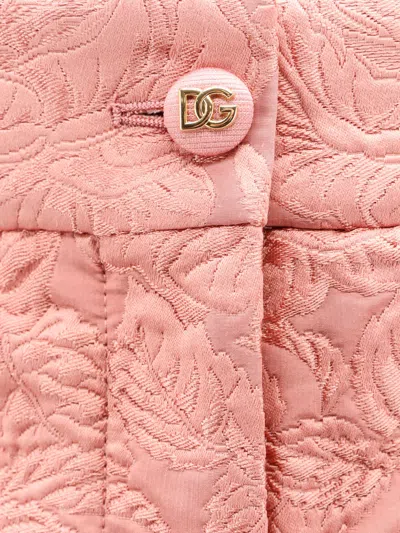 Dolce & Gabbana Embossed Embroidery Cotton Silk Blend Shorts In Pink