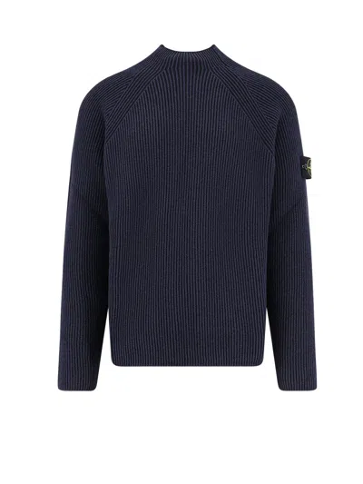Stone Island Cotton And Virgin Wool Sweater In Blue
