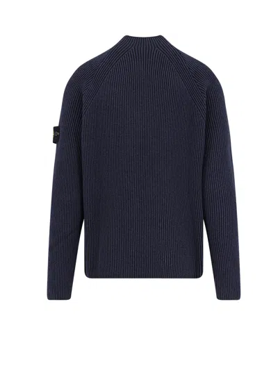 Stone Island Cotton And Virgin Wool Sweater In Blue