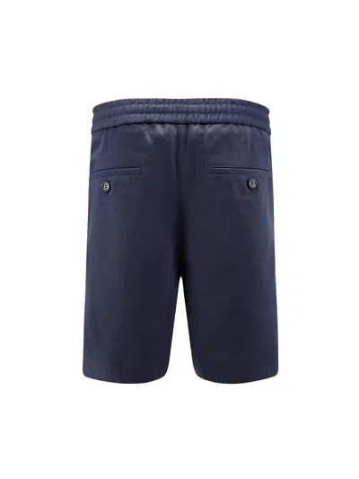 Ami Alexandre Mattiussi Cotton Bermuda Shorts With Elastic Detail In Blue