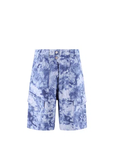 Isabel Marant Cotton Bermuda Shorts With Tie Dye Effect In Blue