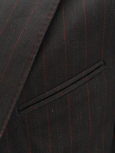 Maison Margiela Striped Blazer With Notched Lapels And Pockets In Black