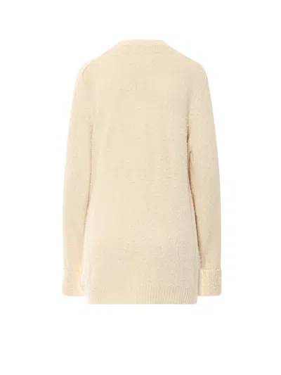 Maison Margiela Cotton Blend Cardigan With Back Iconic Stitching.this Garnment Has Been Treated In Order To Give The In Neutral