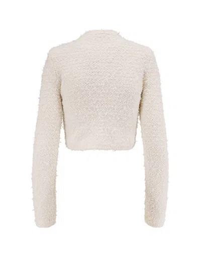 Self-portrait Cream Textured Knit Sweaters And Cardigans White In White
