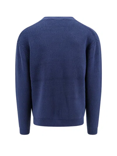 Maison Kitsuné Cotton Blend Cardigan With Iconic Frontal Patch In Blue
