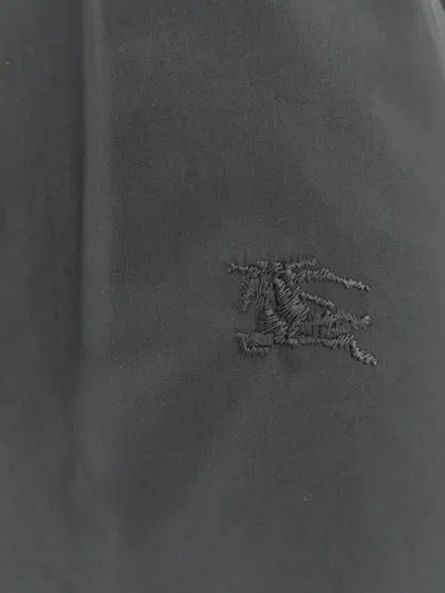 Burberry Cotton Blend Dress With Ekd Embroidery In Gray