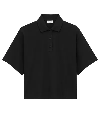 Saint Laurent Cassandre Boxy Polo T-shirt In Black