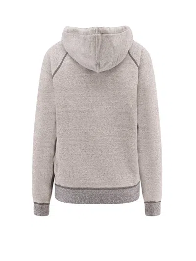 Chloé Cotton Blend Sweatshirt With Drawstring Hood And Logo In Gray
