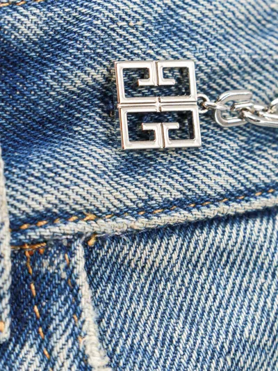 Givenchy Cotton Boot Cut Jeans With 4g Chain In Blue
