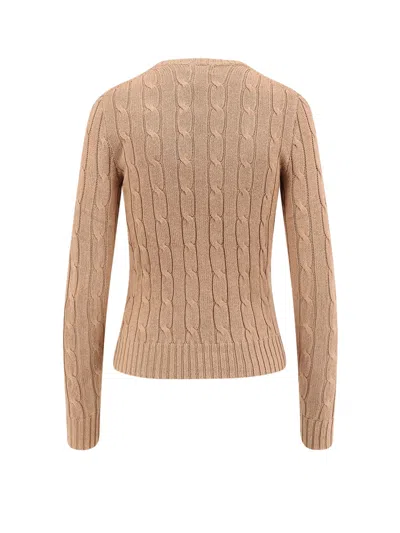 Polo Ralph Lauren Cotton Cable Knit Sweater In Brown