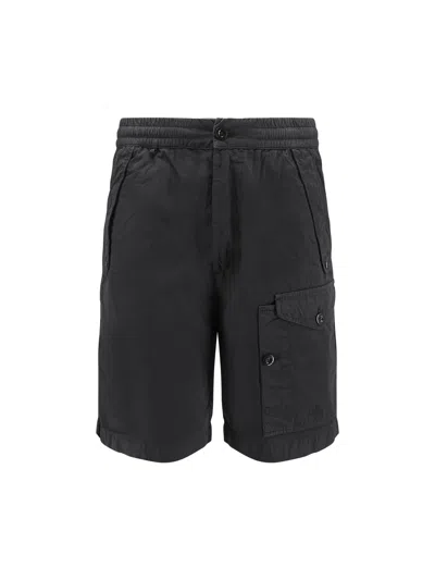 C.p. Company C.p.company Men Cotton Cargo Bermuda Shorts In Black