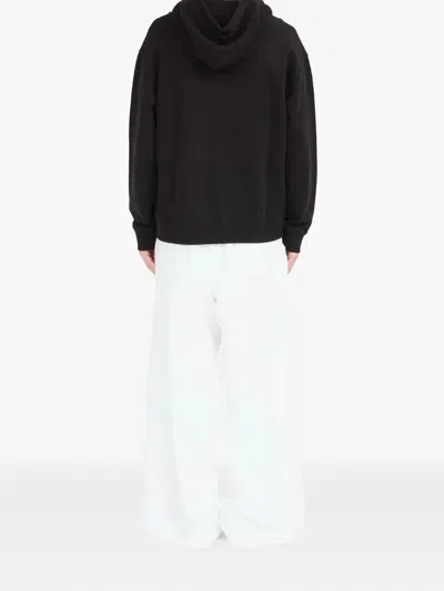 Mm6 Maison Margiela Mm6 By Maison Margiela Emblazoned Black Hoodie With Drawstring And Ribbed Finishes In Black