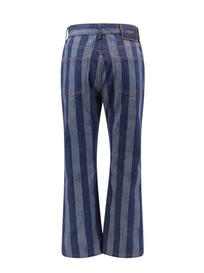 Fendi Cotton Jeans With Pequin Stripes In Red