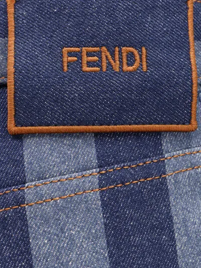Fendi Cotton Jeans With Pequin Stripes In Red