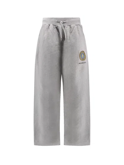 Balenciaga Wide Grey Uniform Merch Trousers Men In Gray