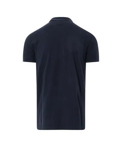 Tom Ford Textured Finish Navy Polo With Front Button Placket In Blue